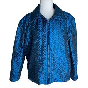 Chico's Dark Teal Jacket Quilted Zip Front Womens Sz Chico's 3 XLarge 16